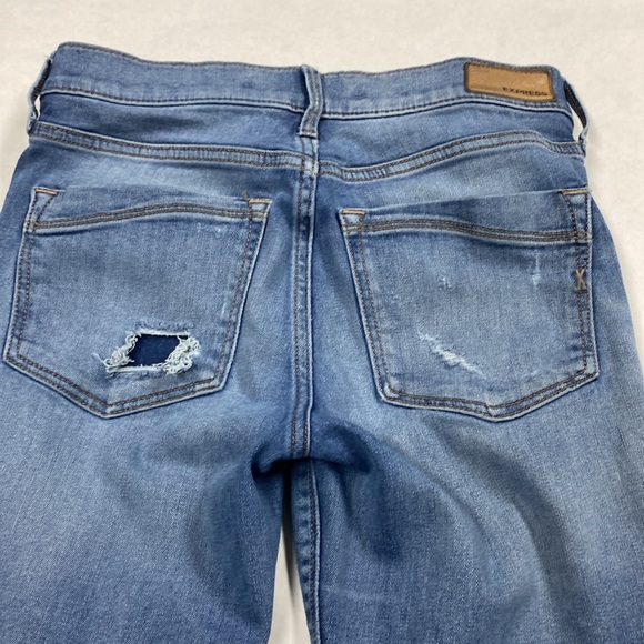 Women’s Express brand denim Jeans Cropped Skinny MidRise Distress ripped stretch - Picture 2 of 6